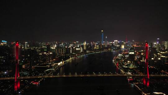上海杨浦大桥夜景航拍10(推近)