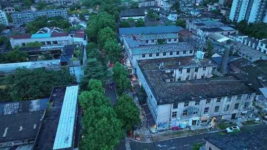 景德镇陶溪川文创街区夜景航拍陶溪川夜晚