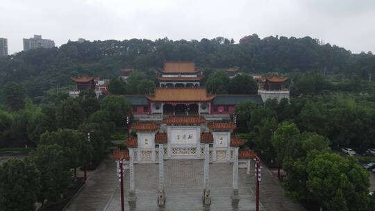 航拍湖南衡阳历史文化古寺庙