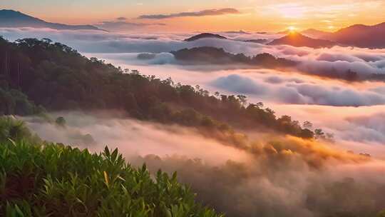 晨雾山脉山林