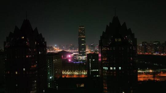 郑州会展中心大玉米CBD航拍二七塔夜景街道