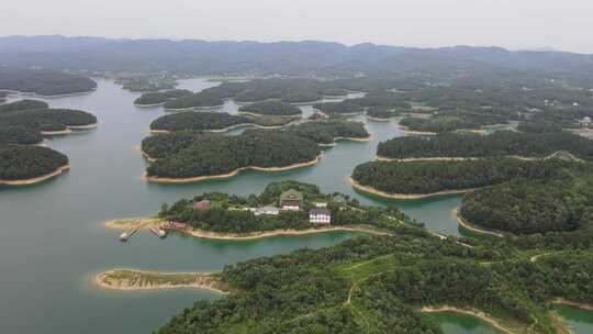 航拍湖北荆州洈水景区4A景区