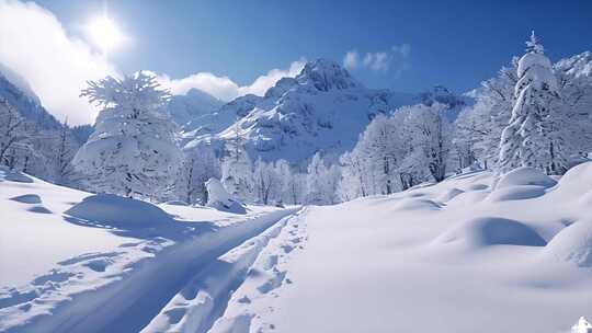 日出雪山山峰山脉云海唯美雪景风景风光ai