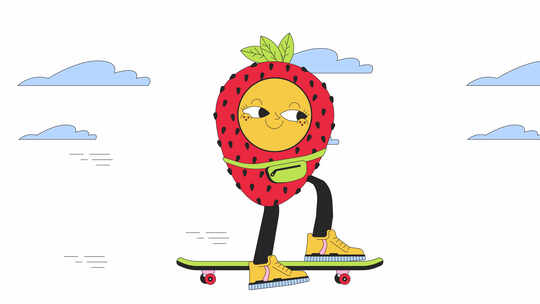 草莓滑板线2D动画