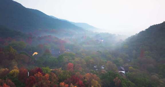 杭州西湖景区飞来峰景区永福寺秋色