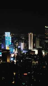 江苏南京城市夜景竖屏航拍