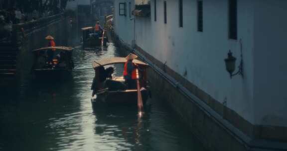 苏州古镇平江路游船江南水乡景色宣传片空镜