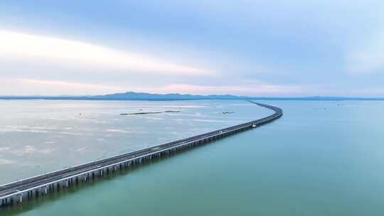 南京石臼湖和石臼湖特大桥的航拍风光