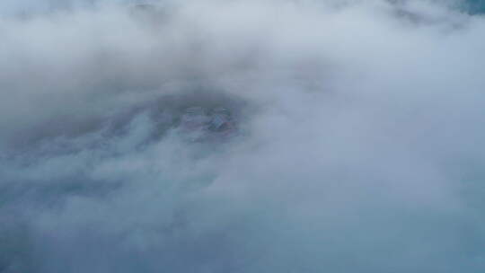 海南五指山黎祖大殿云海航拍