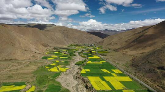 西藏山南市乡村田野田园自然风光航拍