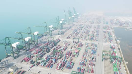 航拍福建国际码头江阴港视频素材模板下载