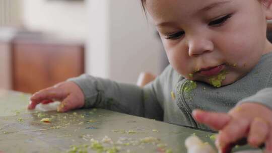 幼儿，吃，凌乱，婴儿食品