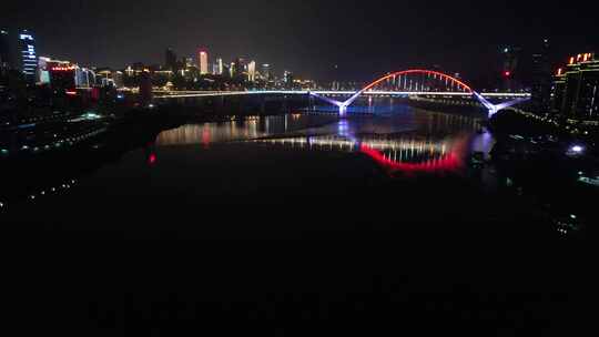 重庆菜园坝长江大桥夜景航拍
