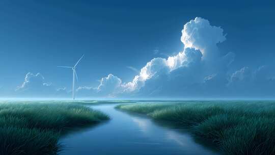 风力发电与自然和谐共生的美丽画卷