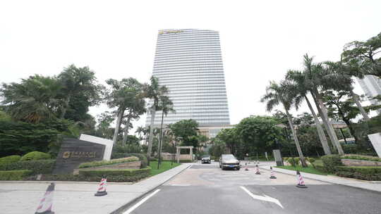 广州香格里拉酒店外景全景向里推进