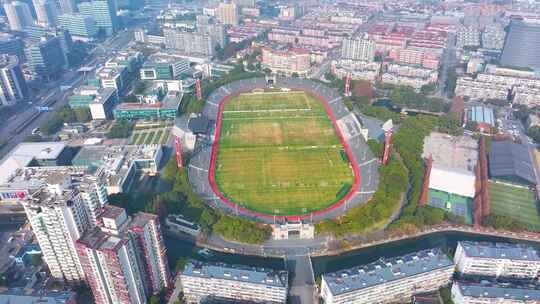 上海市杨浦区江湾体育中心体育馆体育场航拍