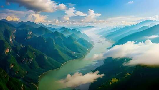 长江河流山川山脉风景