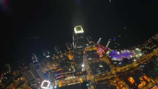 左环绕香港IFC夜景航拍视频4K30P