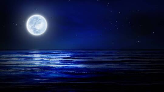 蓝色月夜大海