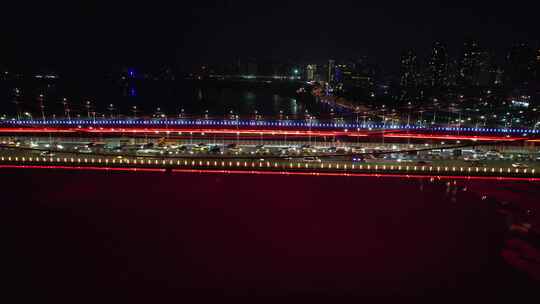 重庆夜景城市交通建筑航拍