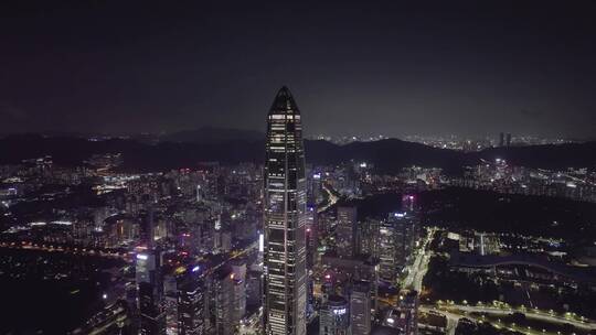 4k高画质航拍深圳平安金融中心大厦夜景