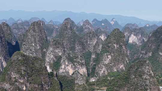 广西桂林奇山山石十里画廊航拍