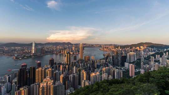 香港卢吉道维多利亚港日转夜延时