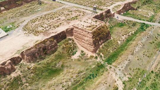 中国古代城池城区甘肃省松山古城航拍