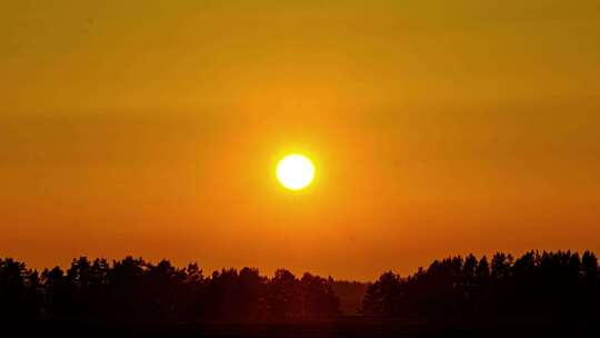 森林上方的落日景象日落西山夕阳红