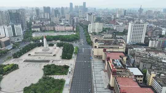 南昌市八一广场航拍八一南昌起义纪念塔建筑