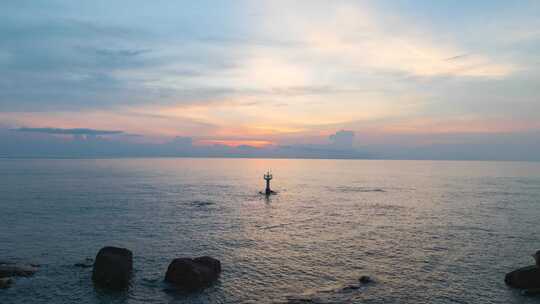 海南昌江棋子湾中角日落航拍景观