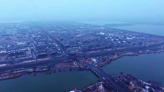 河南商丘古城雪景航拍