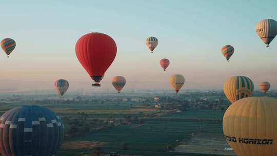 埃及热气球卢克索上空风景视频素材模板下载