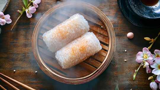 传统美食糯米卷精致艺术美食文化中式点心手