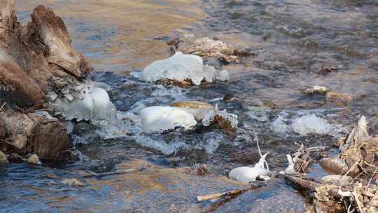 冬天河水结冰 冬天流淌的河水