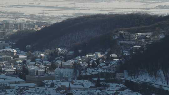 布拉索夫，雪，城市景观，山