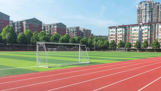 学校校园足球场篮球场户外4k空镜无人