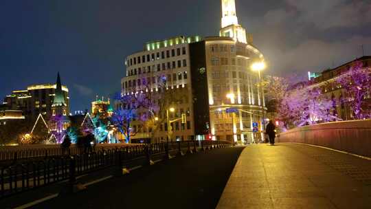 上海市闹市街头夜晚人流延时摄影