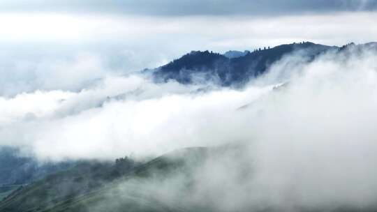 新疆伊犁唐布拉高山草原云海航拍