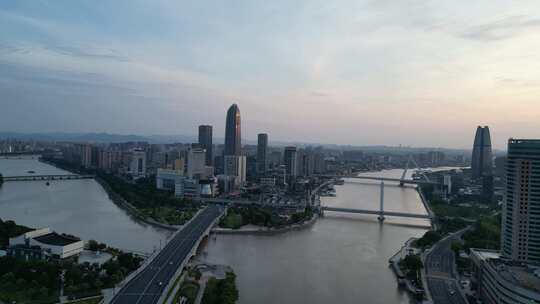 航拍浙江宁波城市风光宁波建设