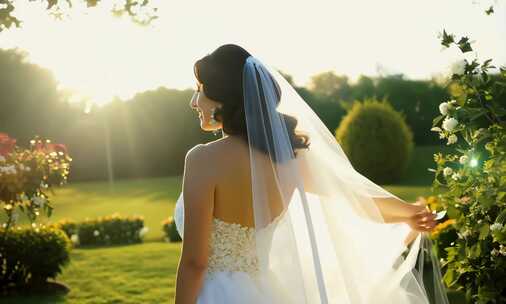 穿着婚纱的新娘背影(2)