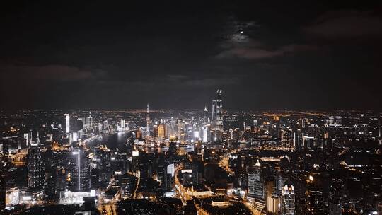 上海黑金夜景延时航拍