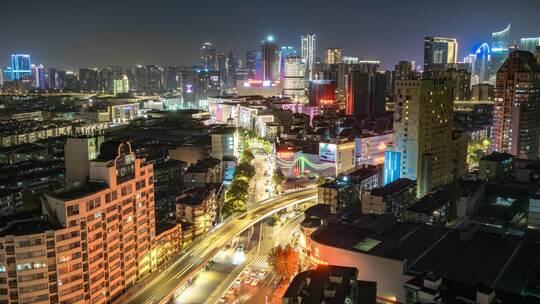 杭州四季青城市高架夜景车流延时