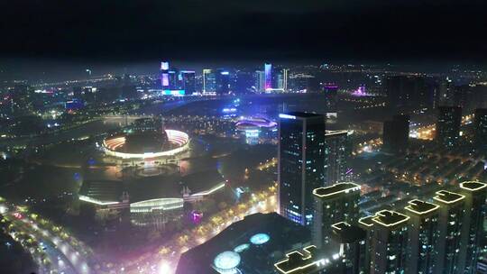 4K航拍 浙江义乌城市夜景风光