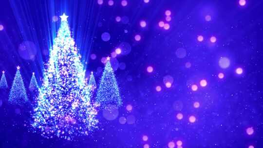 4K 圣诞节 霓虹 粒子 圣诞树 节日背景
