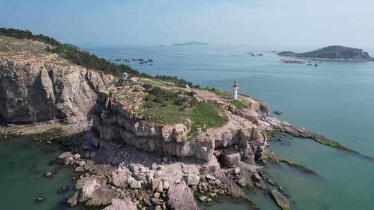 山东长岛九丈崖大海海洋悬崖焦石岛屿航拍