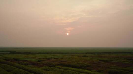 草原日落延时风光唯美风景草场夕阳夜幕降临