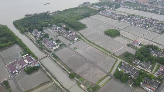上海水渠灌溉连接黄浦江4K航拍视频素材模板下载