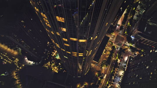 4k航拍深圳盐田区凯悦酒店建筑夜景风光