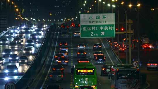 北京北四环城市夜晚车水马龙